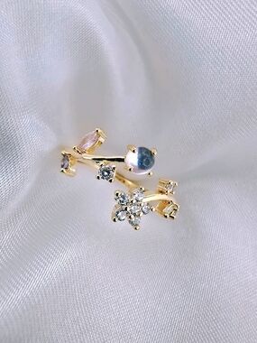 Sakura Flower, Shiny Zircon Crystal Open Ring -Y2K Women Jewelry